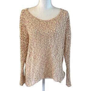 Orvis Sweater Women Large Multicolor Cotton Blend Spring Open Knit Mature Picnic
